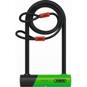 ABUS Ultimate 410 U-Shackle Lock 230mm + 10/120 Cobra Cable - Silver Sold Secure