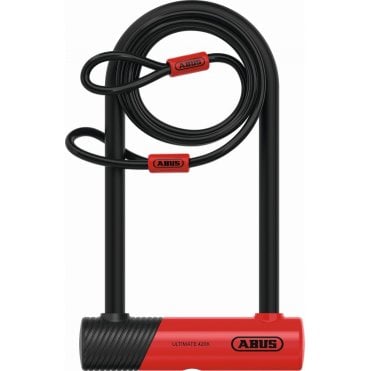 ABUS Ultimate 420 U-Shackle Lock 230mm + 10/120 Cobra Cable - Gold Sold Secure