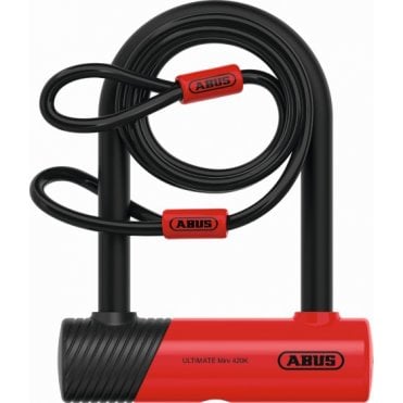 ABUS Ultimate Mini 420 U-Shackle Lock 140mm + 10/120 Cobra Cable - Gold Secure