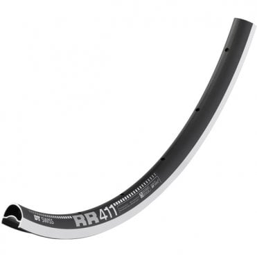 DT Swiss Rear 411 Asymmetric SBWT Presta-drilled Black - 700 C - 24 hole