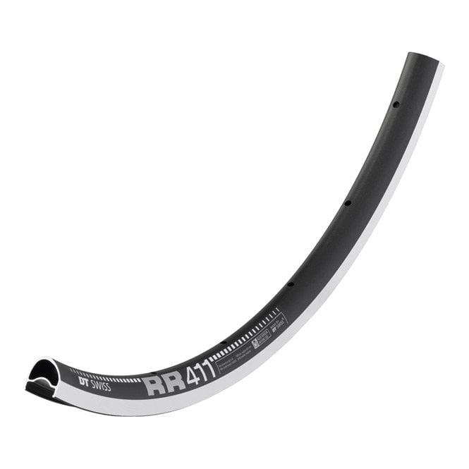 DT Swiss Rear 411 Asymmetric SBWT Presta-drilled Black - 700 C - 32 hole