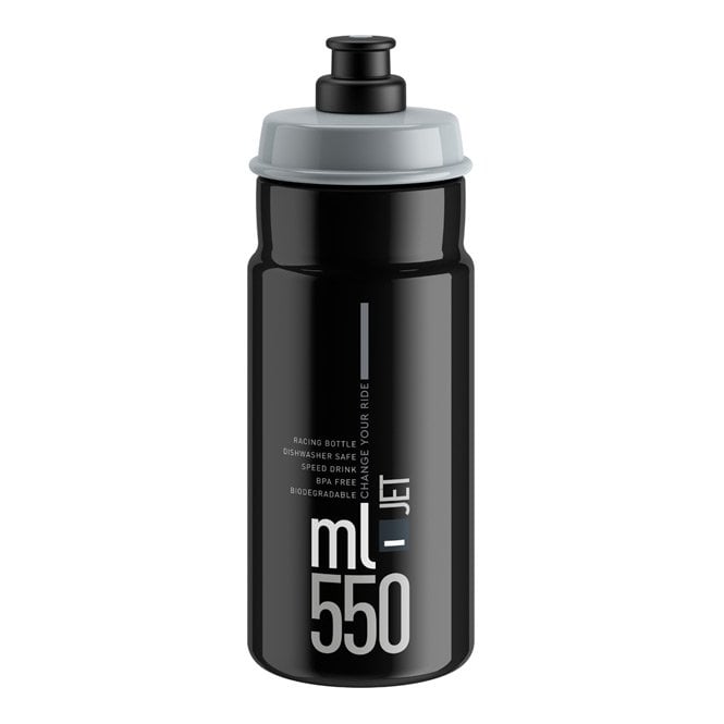 Elite Jet Biodegradable Bottle - Black With Grey Logo - 550 ml