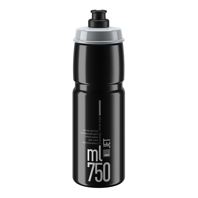 Elite Jet Biodegradable Bottle - Black With Grey Logo - 750 ml