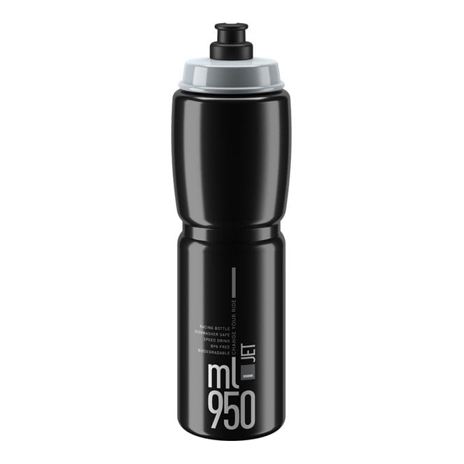 Elite Jet Biodegradable Bottle - Black With Grey Logo - 950 ml
