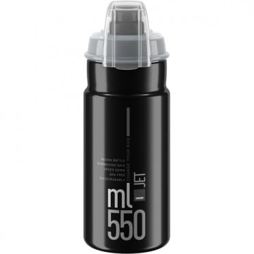 Elite Jet Biodegradable MTB Bottle - Black With Grey Logo