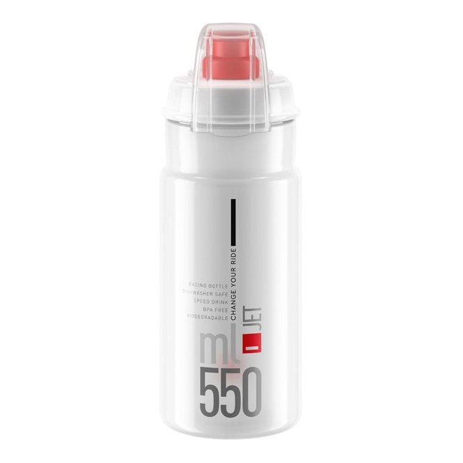Elite Jet Biodegradable MTB Bottle - Clear With Red Logo