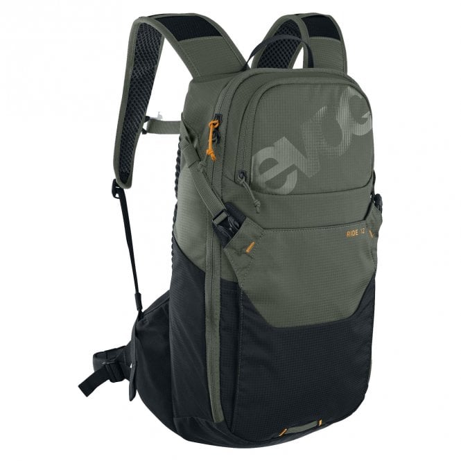 EVOC Ride Performance Backpack 12L + 2L Bladder - Dark Olive/Black