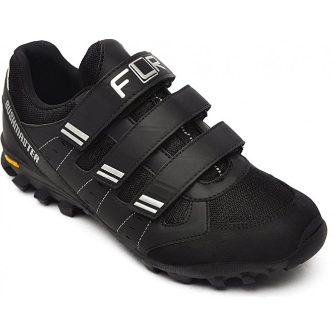 FLR Shoes FLR Bushmaster MTB/Trail Shoe in Black/Silver - Velcro Fastening