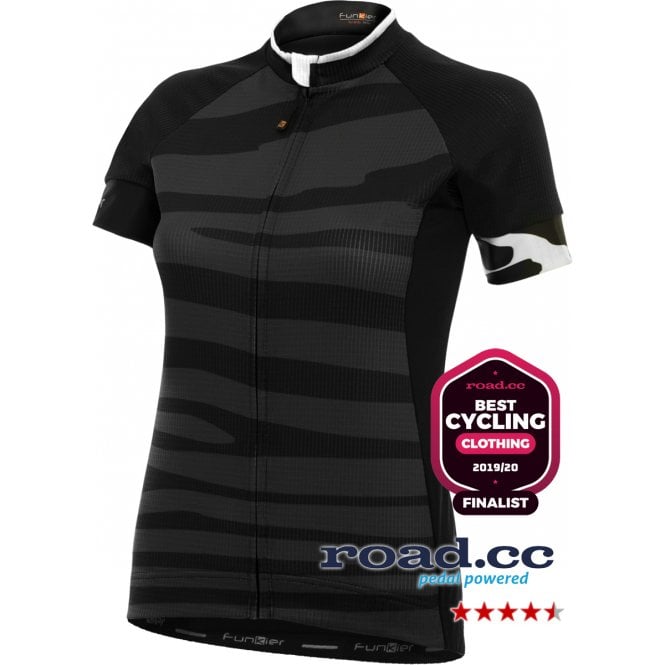 Funkier Prima Pro Ladies Short Sleeve Jersey in Black-Wave