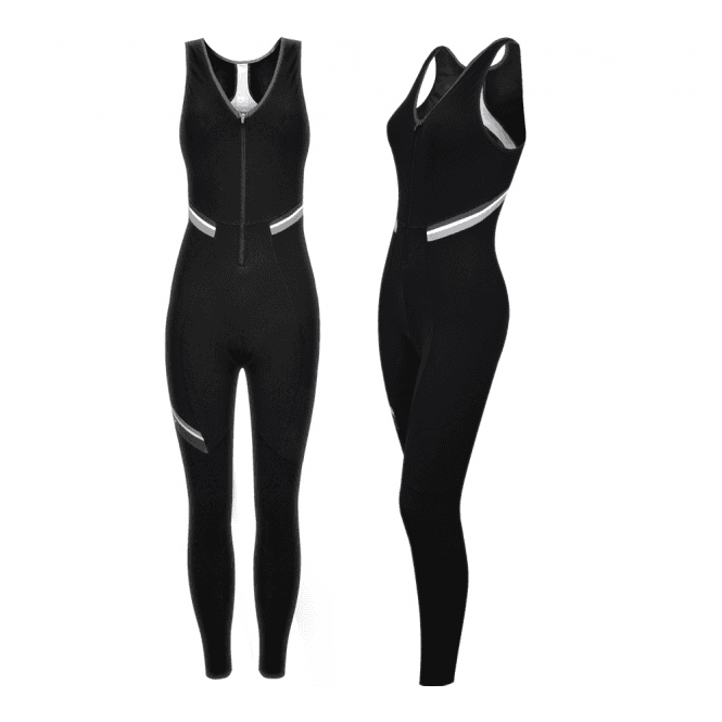 Funkier Thermesse S-980W-C12 Ladies Winter Double Strap Bib Tights In BLACK