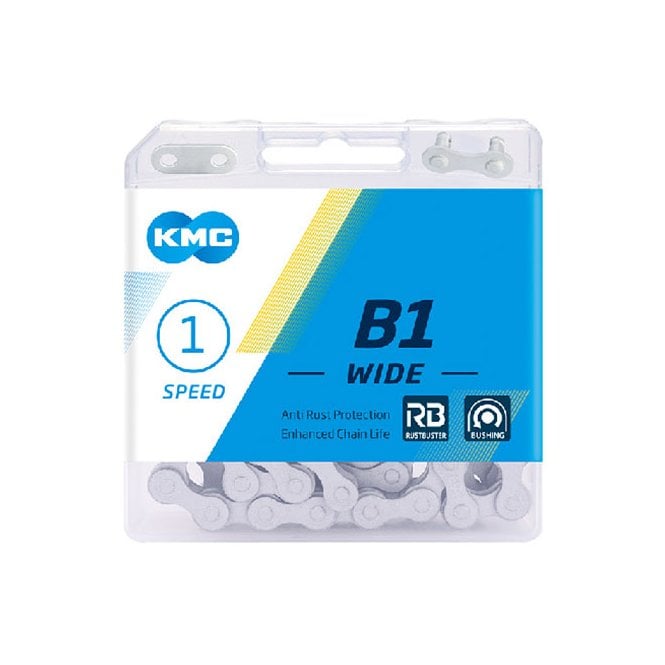 KMC B1 Enkele Snelheidsketting – 112 Schakels, 1/2" X 1/8", Zwart, Met Busconstructie, Voor BMX, Track En Vaste Versnelling
