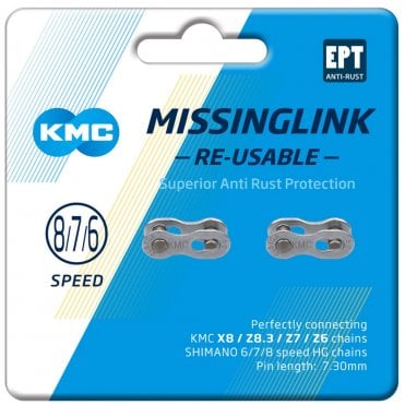 KMC MissingLink 7/8R EPT Joining links  7,3MM - 2Pr (Reusable) - 2PCS - Silver