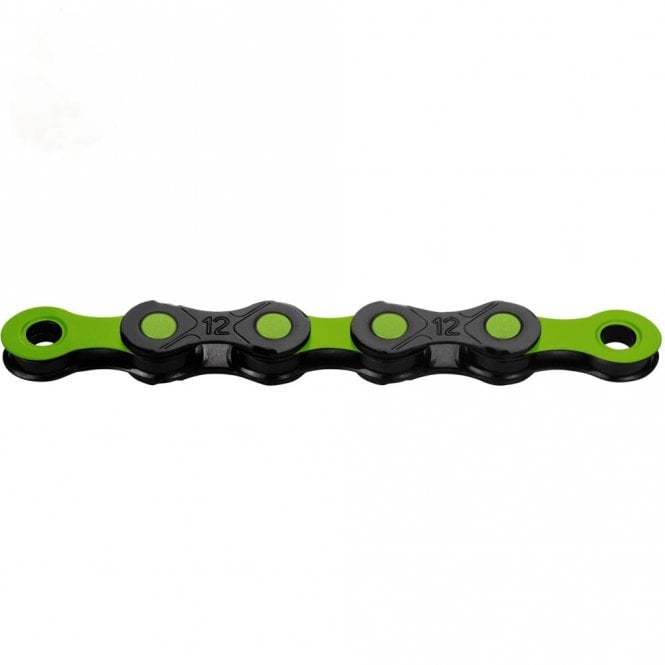 KMC X12 DLC Black/Apple Green Waxed Chain - 12 Speed -126L