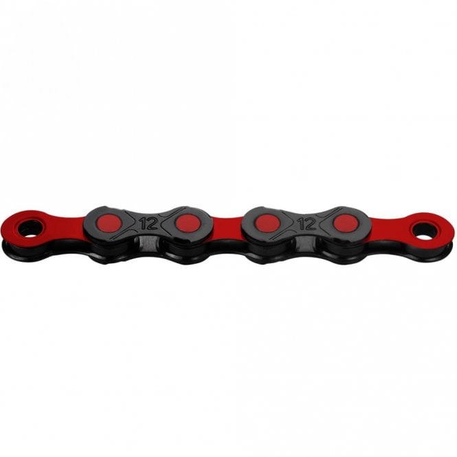 KMC X12 DLC Black/Red Waxed Chain - 12 Speed -126L