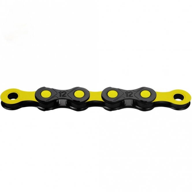KMC X12 DLC  Black/Yellow Waxed Chain - 12 Speed -126L