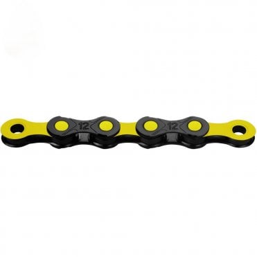 KMC X12 DLC  Black/Yellow Waxed Chain - 12 Speed -126L