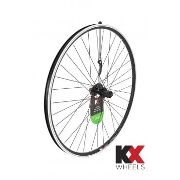 KX Hybrid 700C Doublewall Q/R Cassette Rim Brake Rear Wheel - 8-11 Spd - Black