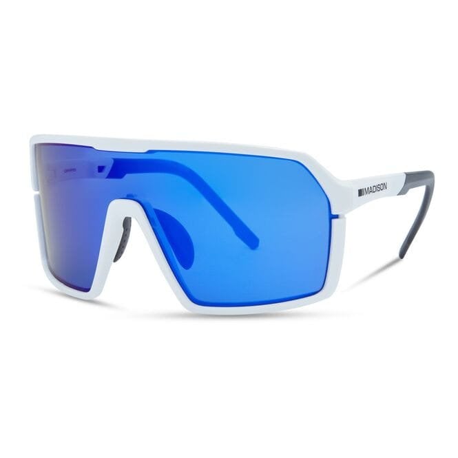 Madison Eyewear Crypto Sunglasses Gloss White - 3 Lens Pack - Blue Mirror