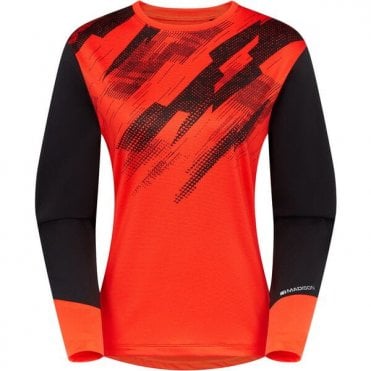 Madison Flux Women's Long Sleeve Trail Jersey - Magma Red / Black