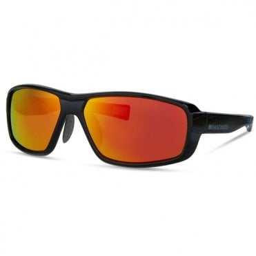 Madison Target Glasses - Gloss Black / Fire Mirror