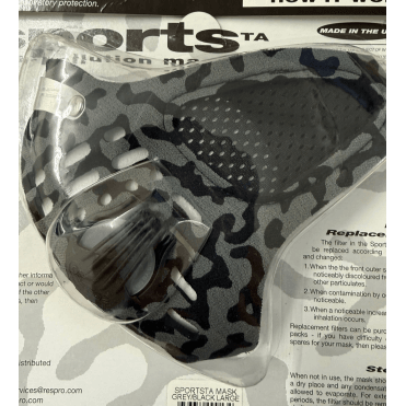 Respro Sports Anti Pollution Mask in Grey/Black Camouflage - Large