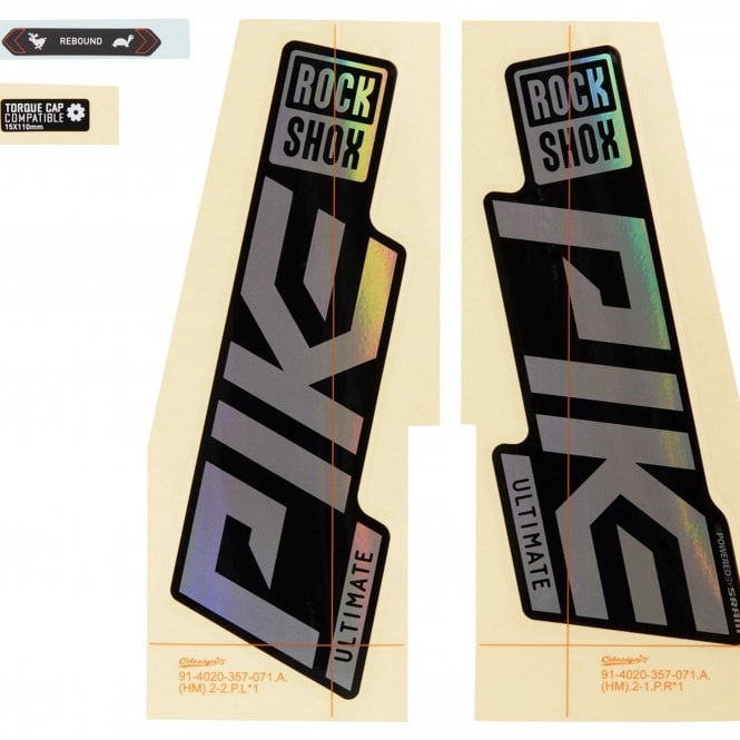 RockShox Fork Decal Kit - Pike Ultimate 27/29 (2021) Gloss Rainbow Foil/High Gloss Black