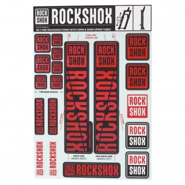 Rockshox Spare - Front Suspension Decal Kit Oxy Red MY18 - SID/REBA/REVELATION(Pre-2018)/SEKTOR/RECON/XC32/30G/30S/XC30 - Black