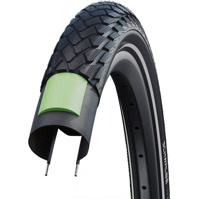 Schwalbe Green Marathon City/Touring - E-50 Tyre - Black/ref - 26 inch