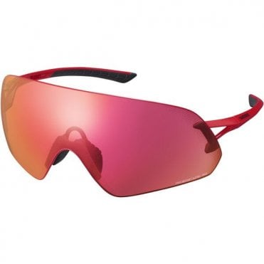 Shimano Aerolite Panoramic Glasses - Metallic Red - Ridescape Road Lens