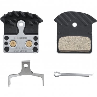 Shimano J04C disc brake pads and spring - cooling fins - alloy backed - sintered