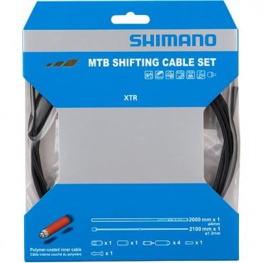 Shimano Spares MTB Gear Cable Set Rear Only - Polymer Coated S/less Steel Inner - Black