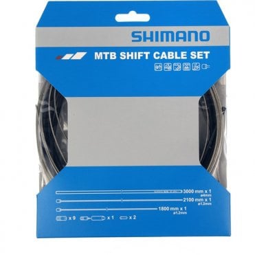 Shimano Spares MTB Gear Cable Set - Stainless Steel Inner Wire - Black