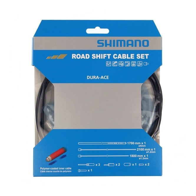 Shimano Spares Road Gear Cable Set - Polymer Coated Inners - Black