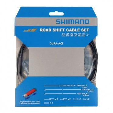 Shimano Spares Road Gear Cable Set - Polymer Coated Inners - Black