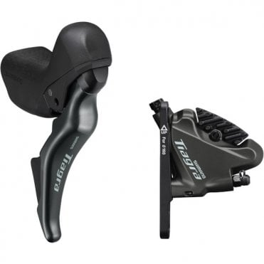 Shimano Tiagra St-4725 10-Speed Short Reach STI Bled Lever With BR-4770 Disc Brake Calliper - Right Front