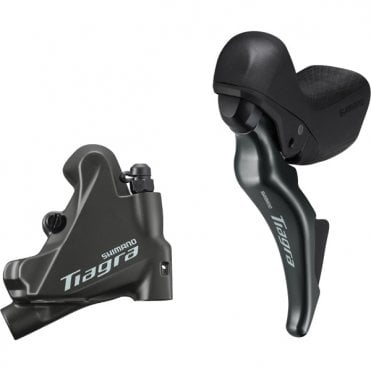 Shimano Tiagra St-4725 Double 10-Speed Short Reach STI Bled Lever With BR-4770 Disc Brake Calliper - Left Rear