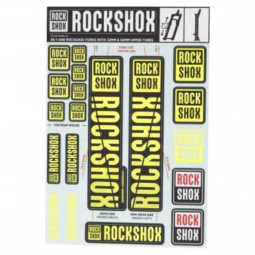 Rockshox Spare - Front Suspension Decal Kit NE01 Yellow MY18 - SID/Reba/Revelation(pre 2018)/SEKTOR/RECON/XC32/30G/30S/XC30 - Black