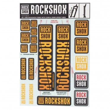 Rockshox Spare - Front Suspension Decal Kit NE02 Orange MY18 - Sid/Reba/Revelation(pre-2018)/SEKTOR/RECON/XC32/30G/30S/XC30 - Black