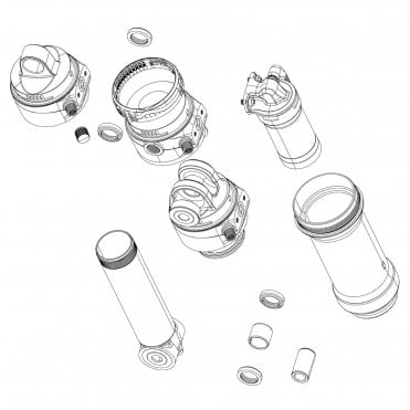 Rockshox Spare - Rear Shock Air Can Assembly - Linear 57.5-65mm (includes Decals) - Trek Super Deluxe Thrushaft C1 (2021)