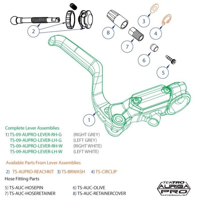 Tektro Spares - Auriga Pro 09 Lever Ass. RH - Grey
