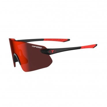 Tifosi Vogel SL Single Lens Sunglasses - Matte Black Frame - Smoke tint Red Mirror