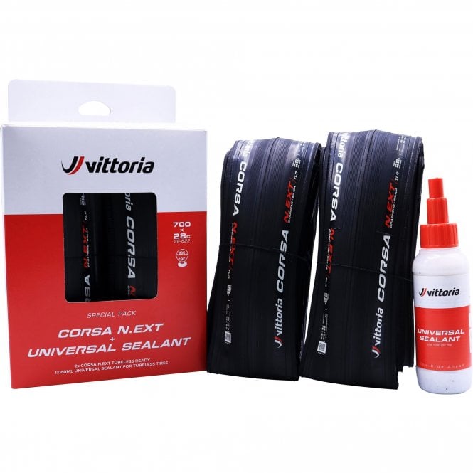 Vittoria Corsa N.ext TLR Twin Pack Tyre With Sealant - Black - 700 x 28 C