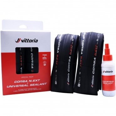 Vittoria Corsa N.ext TLR Twin Pack Tyre With Sealant - Black - 700 x 28 C