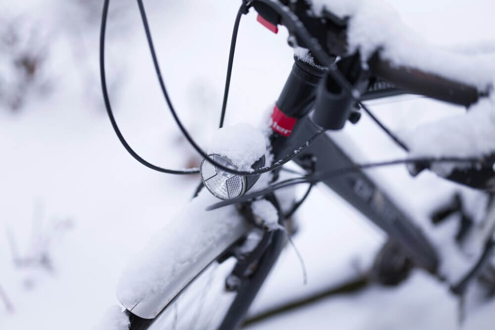 Bike lights in the snow